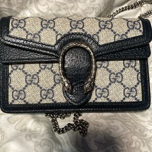 2023 Gucci Dionysus GG Super Mini Bag Beige/Blue Supreme